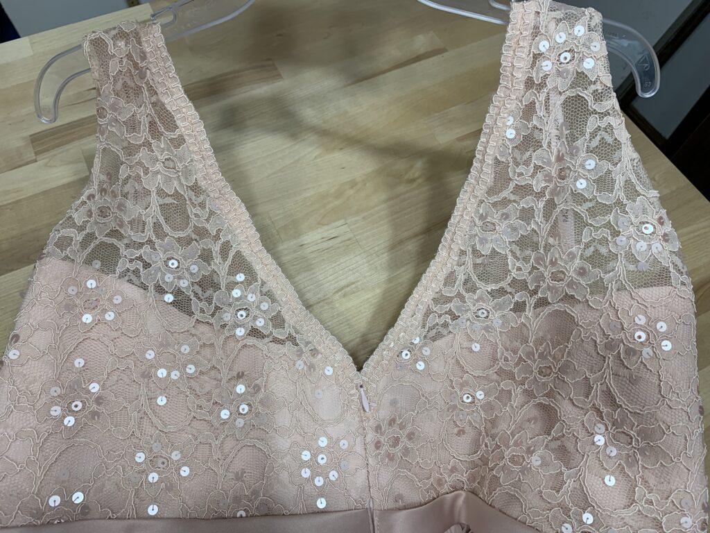 Finished alteration for lace and tulle wedding dress straps