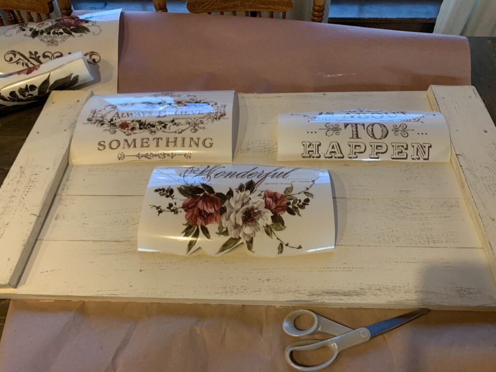 Re Design With Prima Transfers on Coat Rack