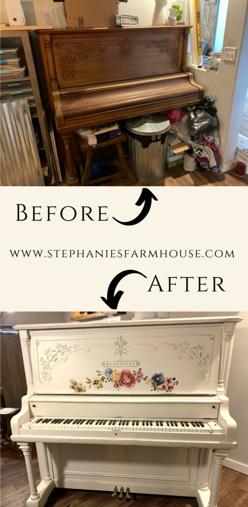 Before and After Images of refurbished piano